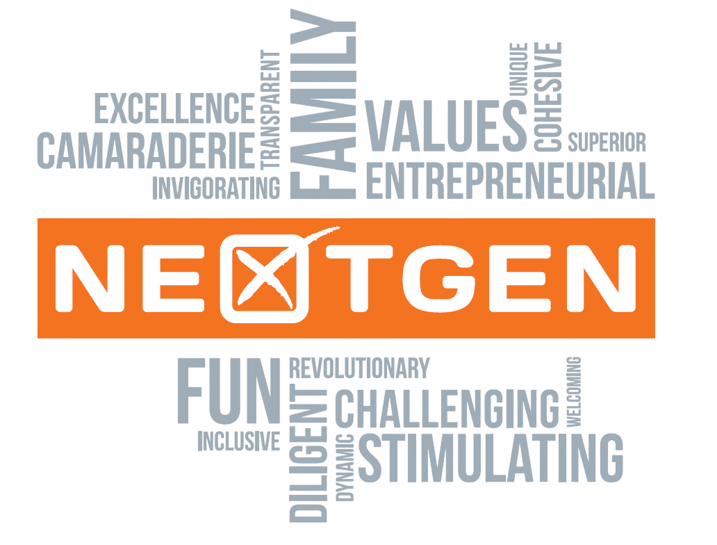 NextGen company values: family, excellence, camaraderie, entrepreneurial, fun